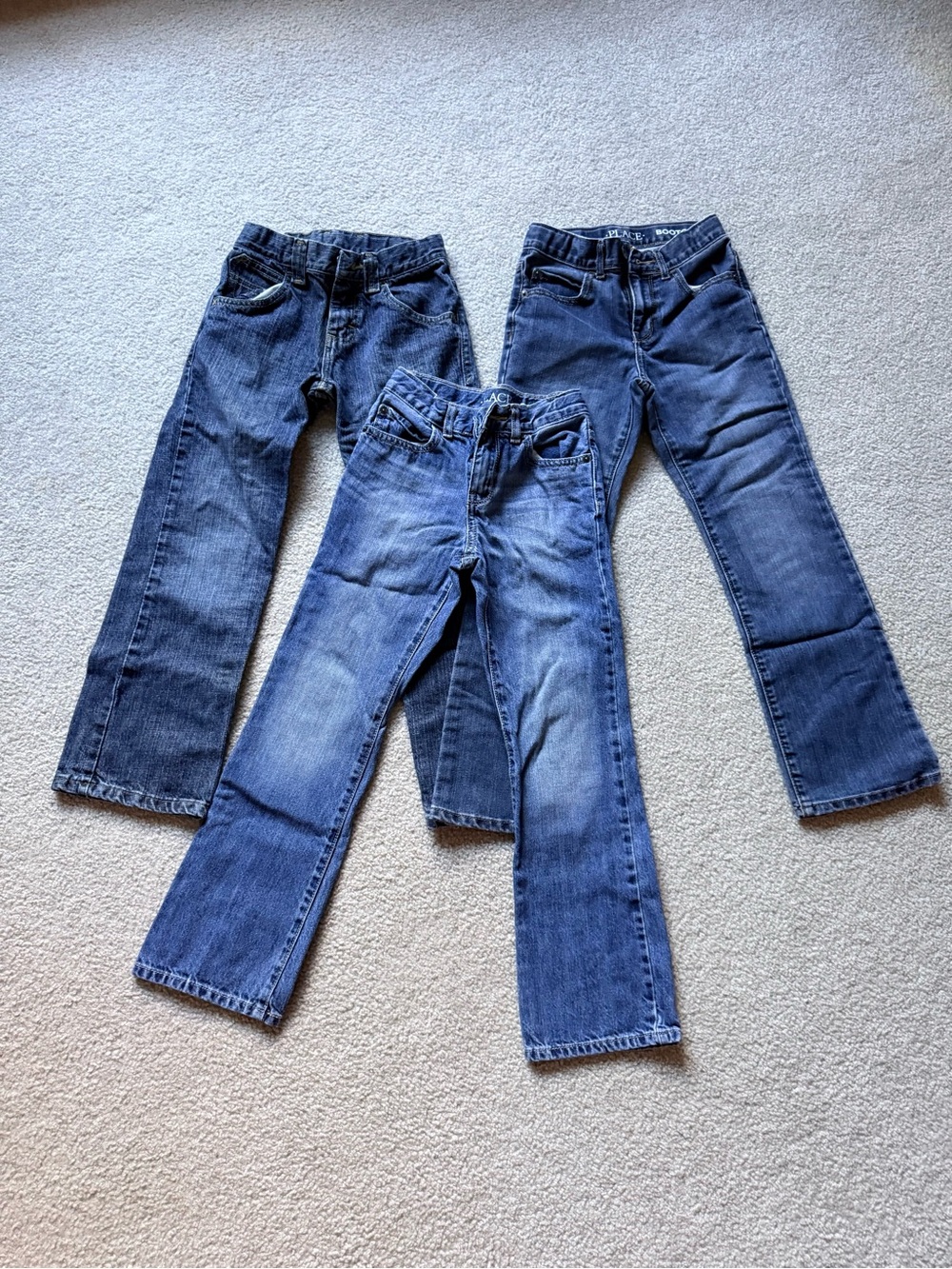 Blue Denim Jeans Trio - SLIM Size 8 Boot Cut Fit Children’s Place & Wrangler